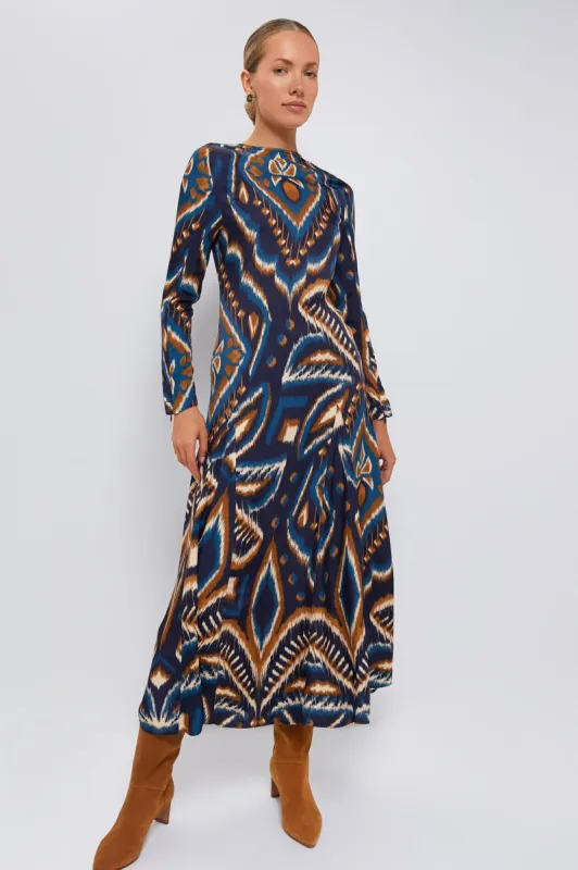 Pineapple Ikat Blue Maxi Dress made by FARM Rio