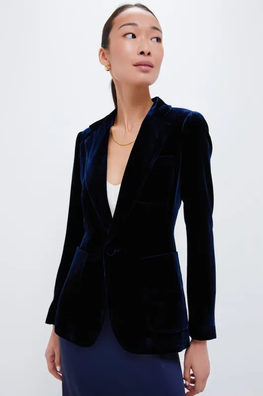 Navy Velvet Blazer sold by Tuckernuck