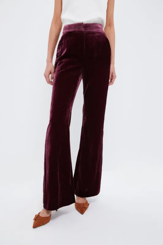 Wine Lebone Velour Pant sold by Tuckernuck
