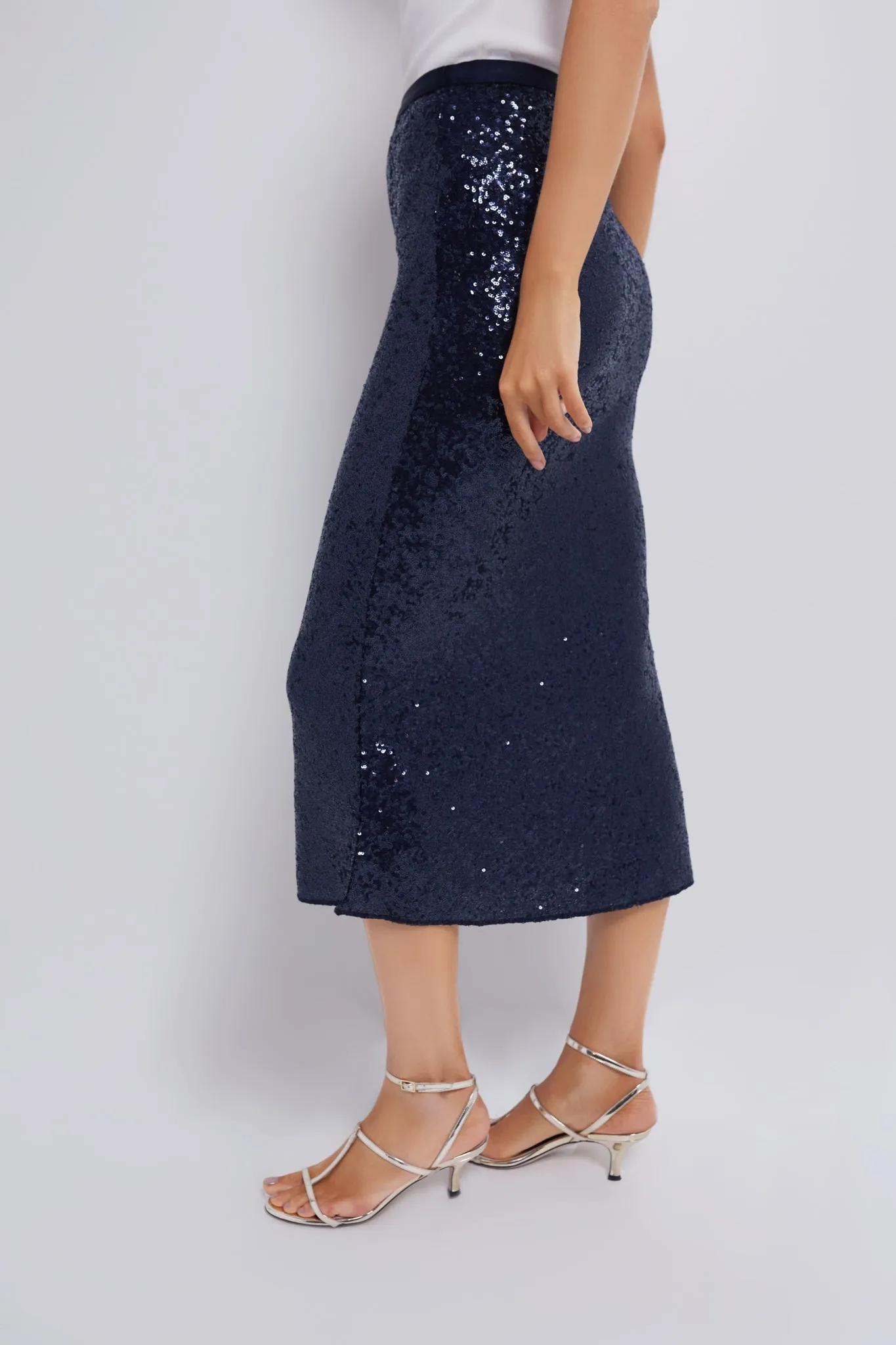 Deep Navy Sequin A-Line Skirt sold by Tuckernuck product image thumbnail 3