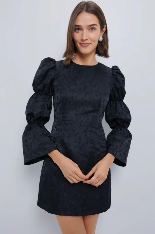 Black Jacquard Puff Sleeve Darcy Mini Dress made by Tuckernuck