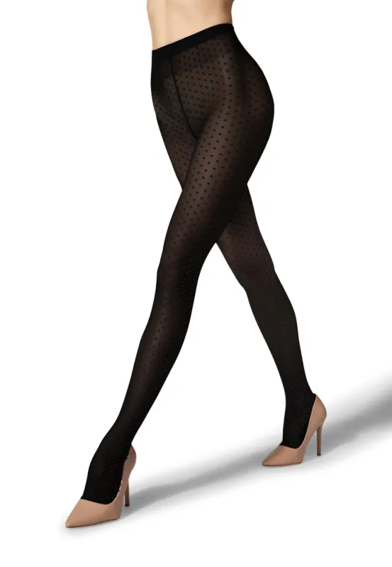 Black Satin Touch Dots Tights sold by Tuckernuck