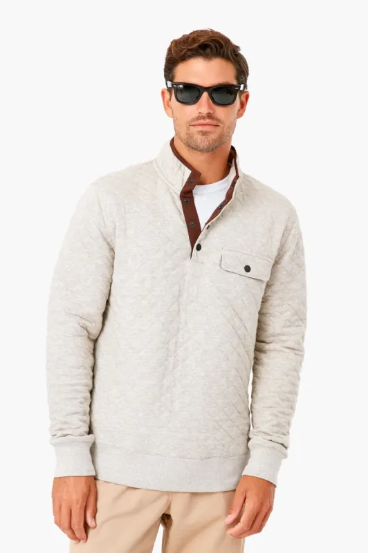 Oatmeal Melange Epic Quilted Fleece Pullover sold by Tuckernuck