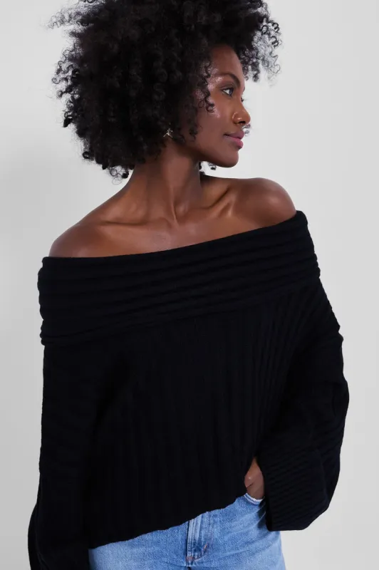 Black Oversized Off the Shoulder Sweater made by WeWoreWhat