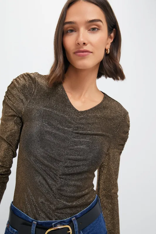 Antique Gold Lurex Neeta Top sold by Tuckernuck