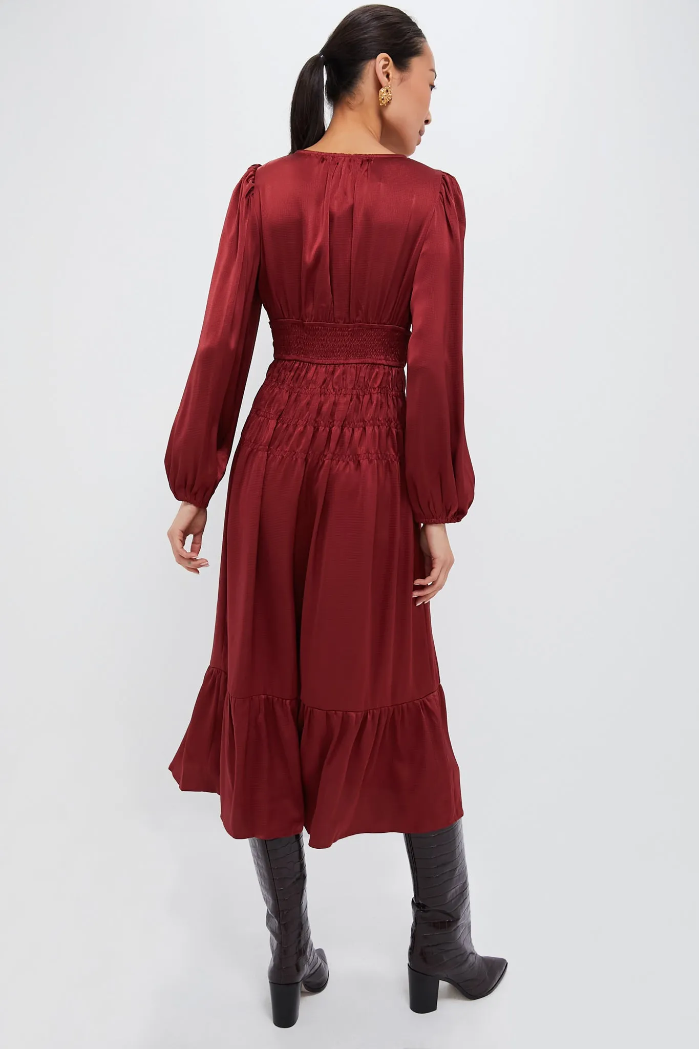 Wine V Neck Midi Dress sold by Tuckernuck product image thumbnail 4