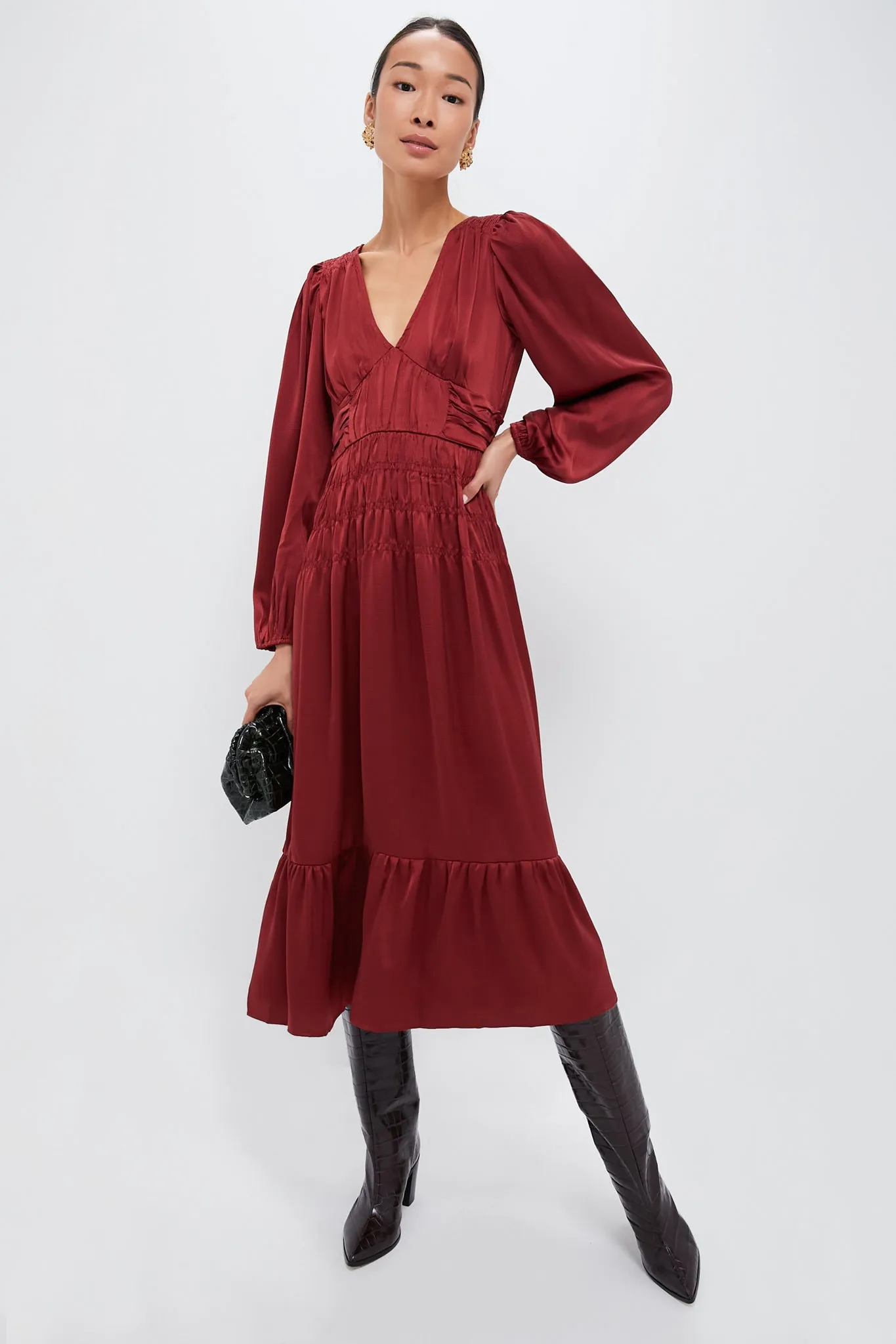 Wine V Neck Midi Dress sold by Tuckernuck product image thumbnail 2