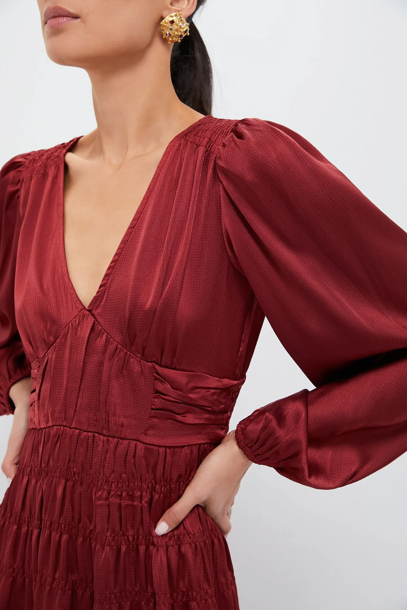 Wine V Neck Midi Dress sold by Tuckernuck product image thumbnail 5