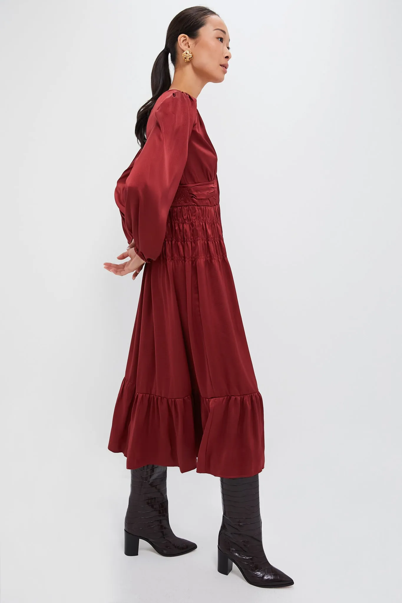 Wine V Neck Midi Dress sold by Tuckernuck product image thumbnail 3