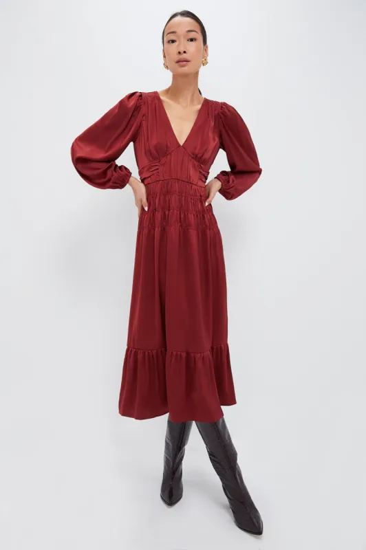 Wine V Neck Midi Dress sold by Tuckernuck