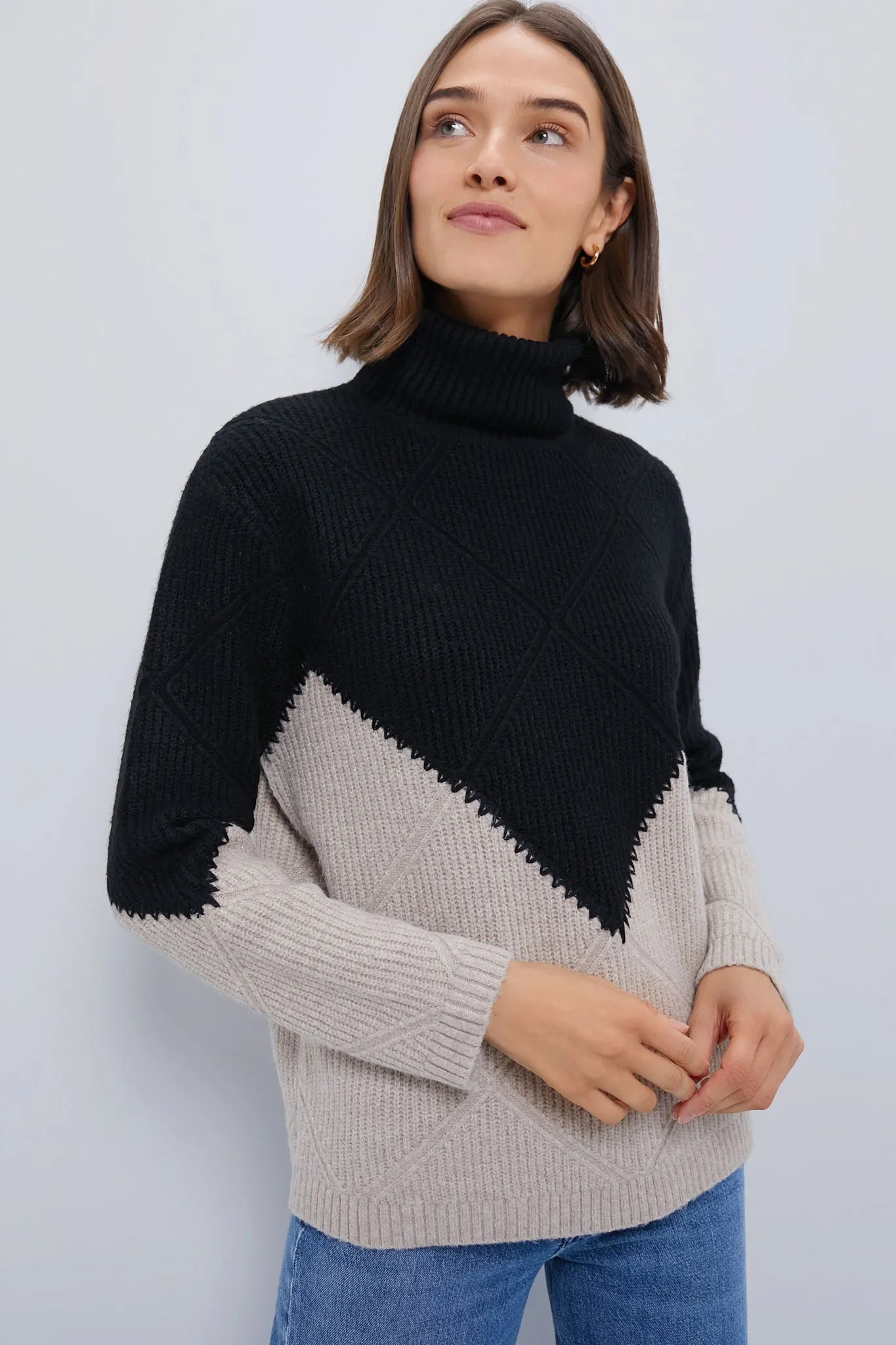 Black & Tan Diamond Demi Turtleneck sold by Tuckernuck