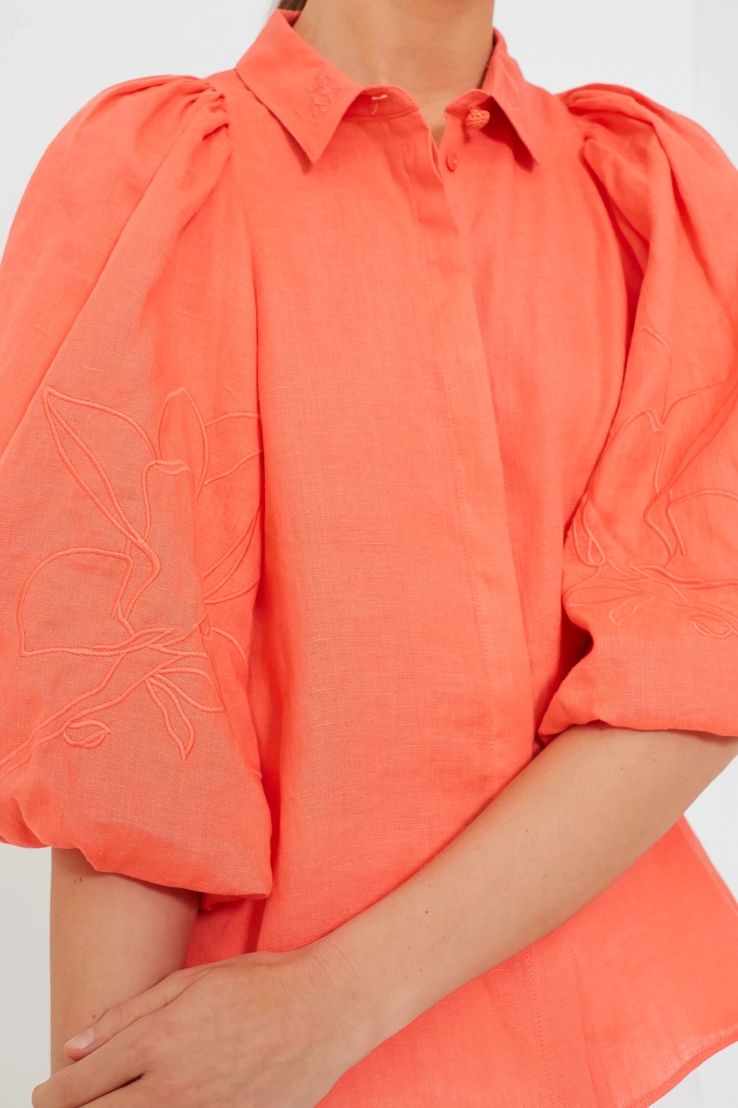 Hibiscus Lola Linen Embroidered Shirt sold by Tuckernuck product image thumbnail 5