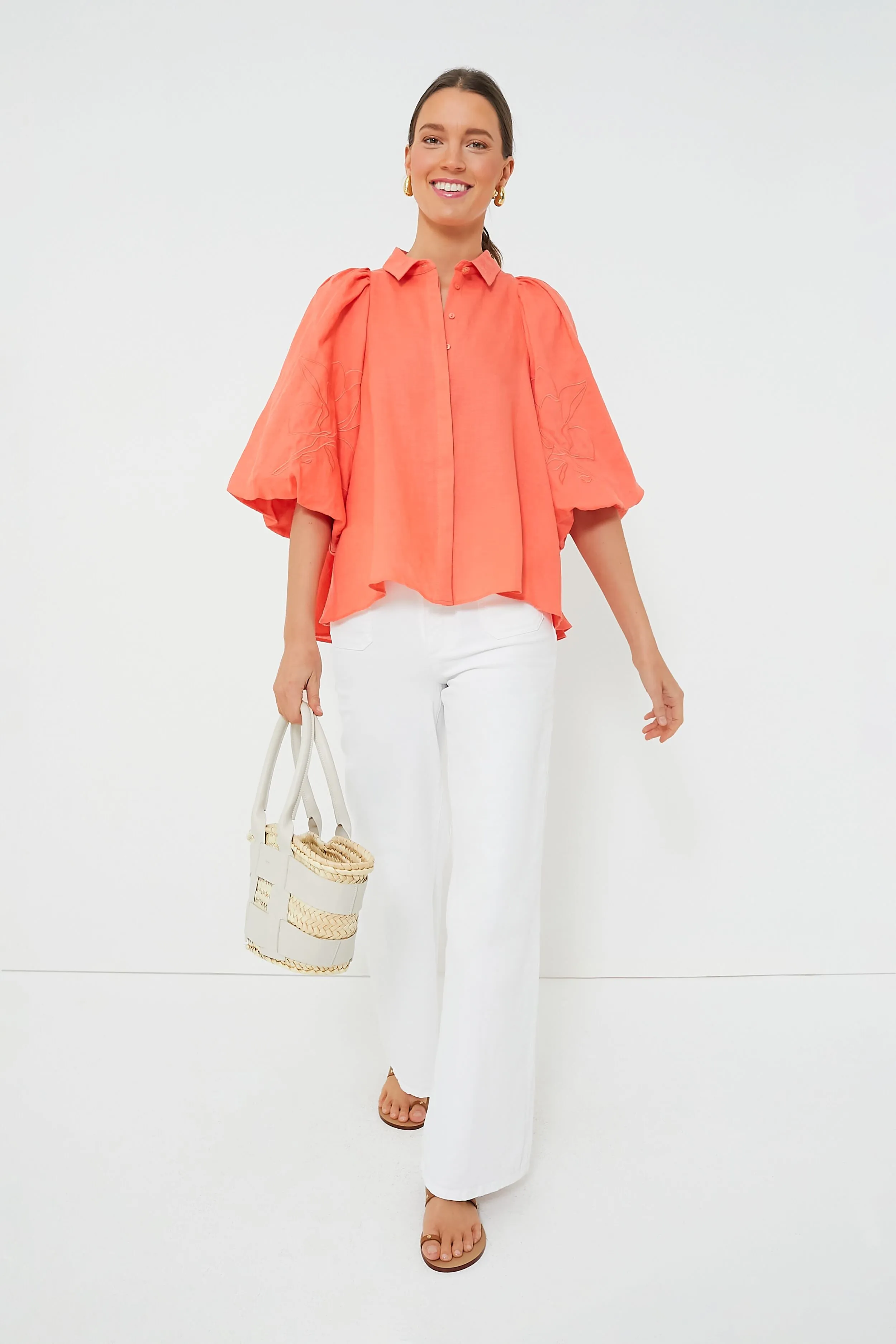 Hibiscus Lola Linen Embroidered Shirt sold by Tuckernuck product image thumbnail 2