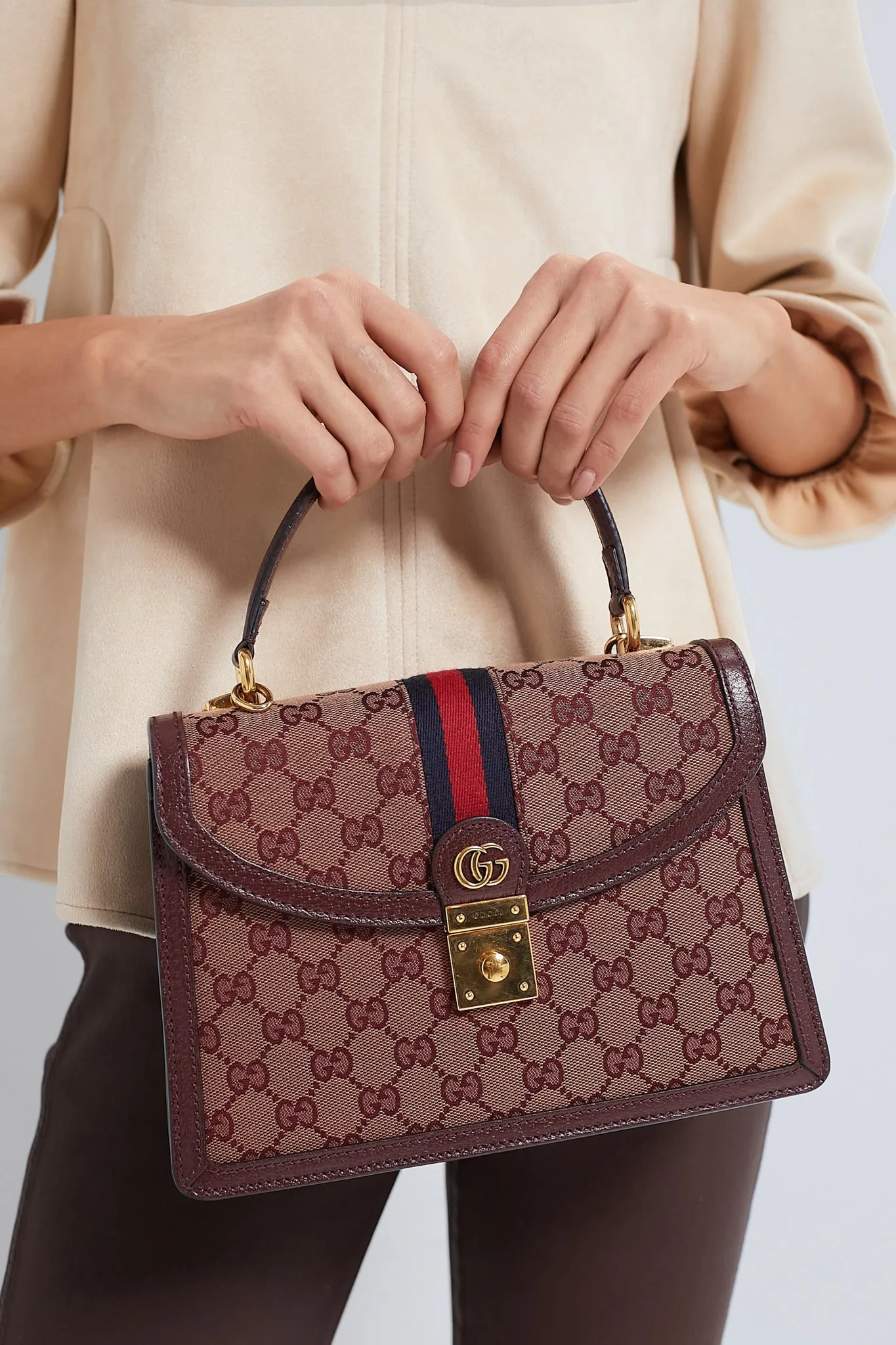 GUCCI Red Small GG Coated Canvas Ophidia Flap Top Handle Bag sold by Tuckernuck product image thumbnail 2