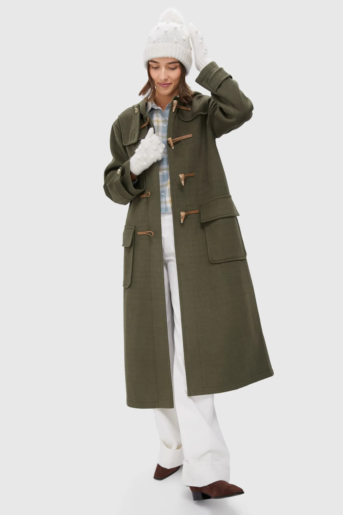 Cream Pom Pom Hat and Mittens Set sold by Tuckernuck product image thumbnail 2