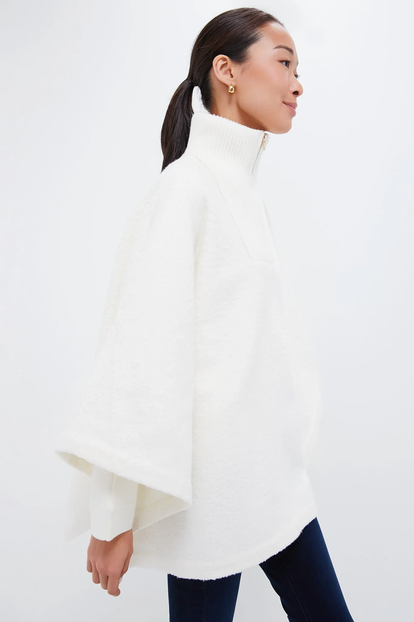 Winter White Boucle High-Neck Poncho sold by Tuckernuck product image thumbnail 3