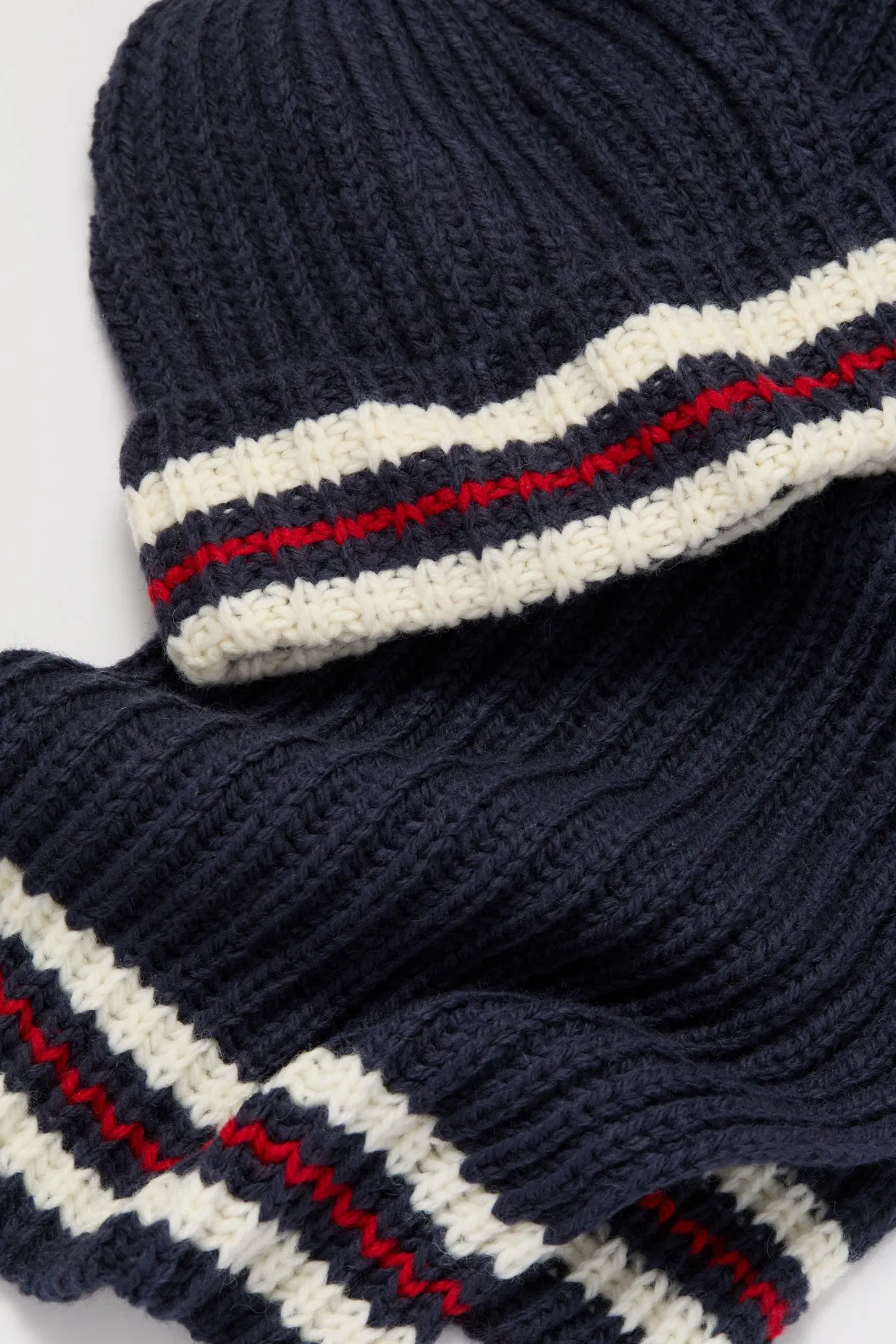 Navy Stripe Chunky Knit Hat and Scarf Set sold by Tuckernuck product image thumbnail 2