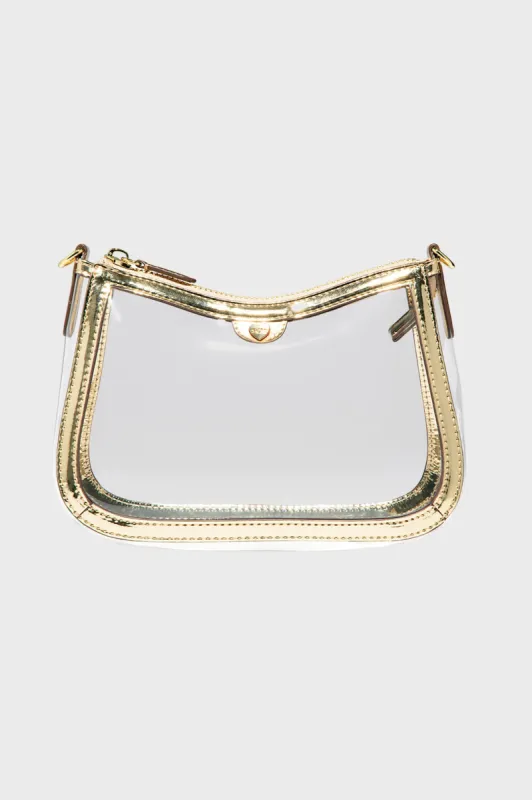 Gold Clear Curved East/West Stadium Crossbody sold by Tuckernuck