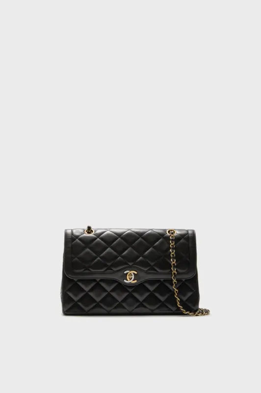 CHANEL Black Lambskin Quilted Medium Paris Limited Double Flap Shoulder Bag sold by Tuckernuck