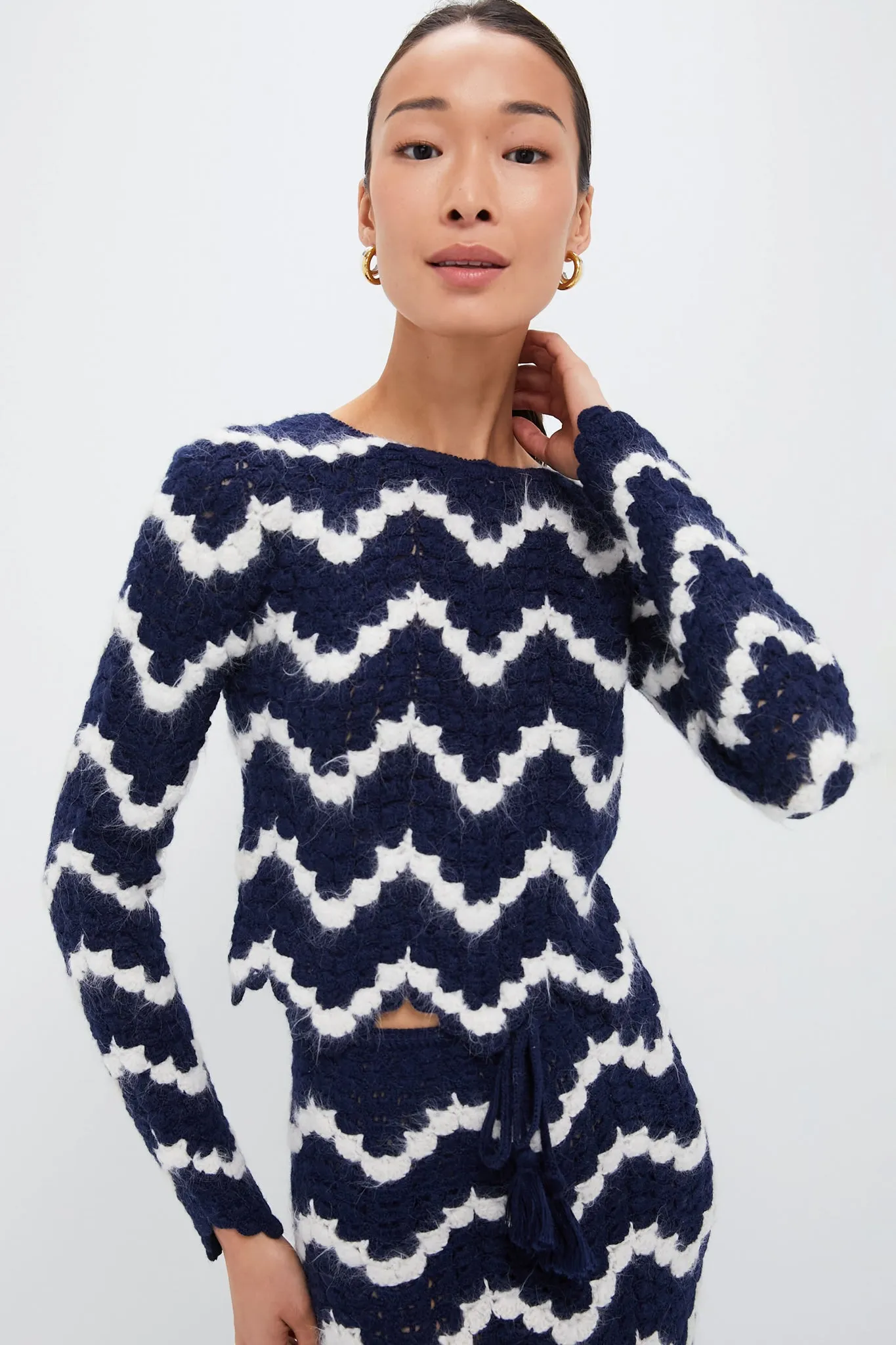 Navy and Ivory Safi Top sold by Tuckernuck