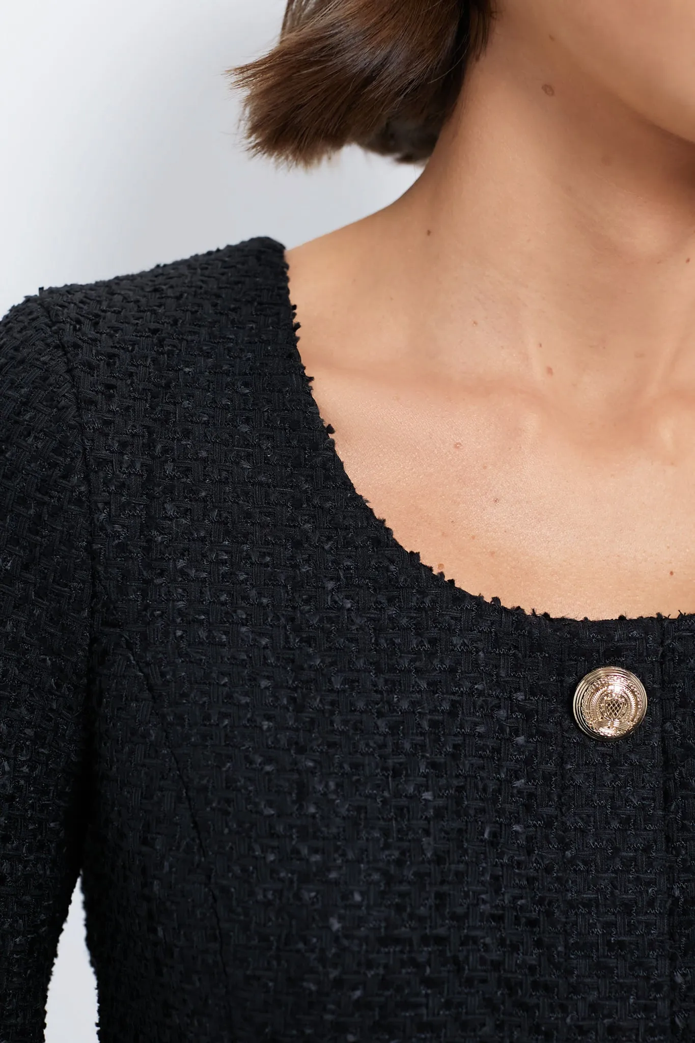 Black Tweed Cropped Dinah Top sold by Tuckernuck product image thumbnail 5