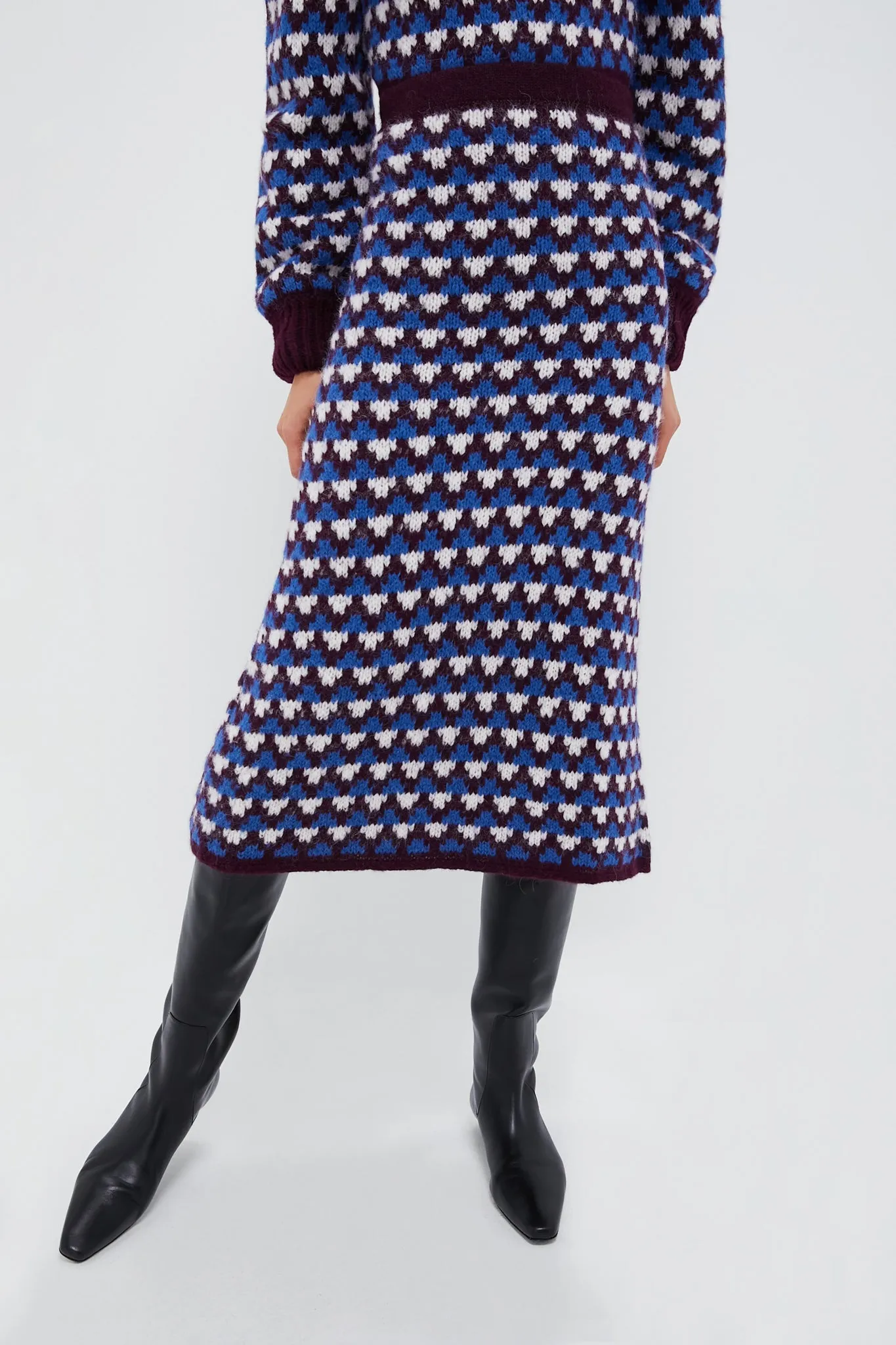 Burgundy and Blue Nuna Skirt sold by Tuckernuck