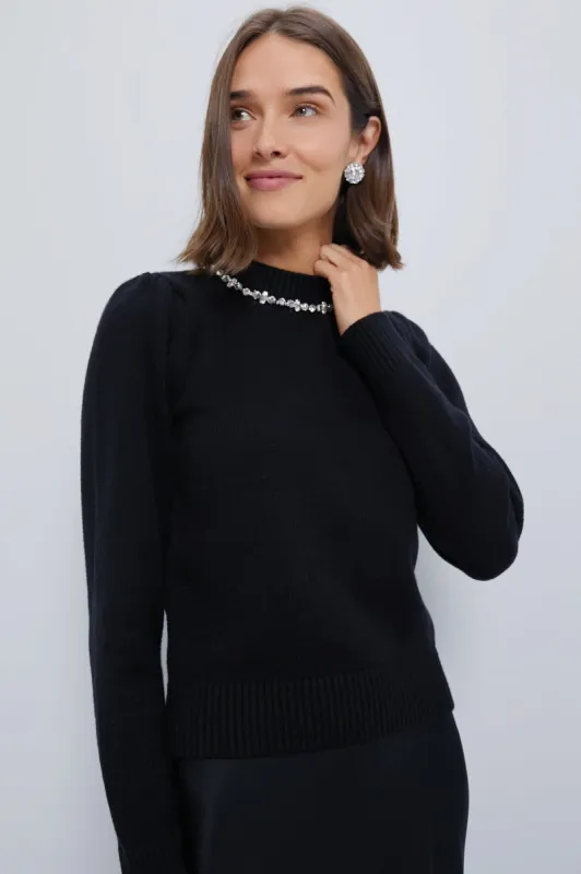 Black Bejeweled Lucy Sweater sold by Tuckernuck