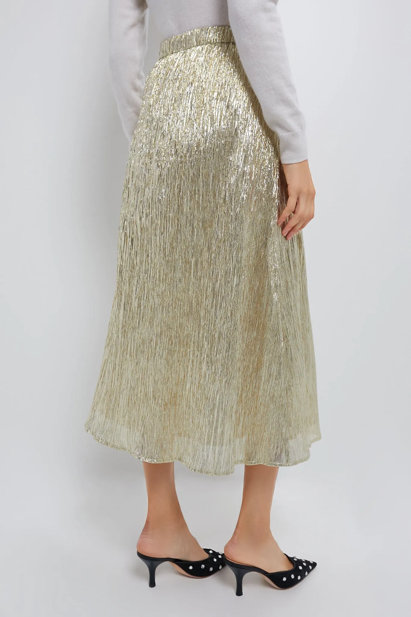 Gold Metallic Plisse Gloria Maxi Skirt sold by Tuckernuck product image thumbnail 4