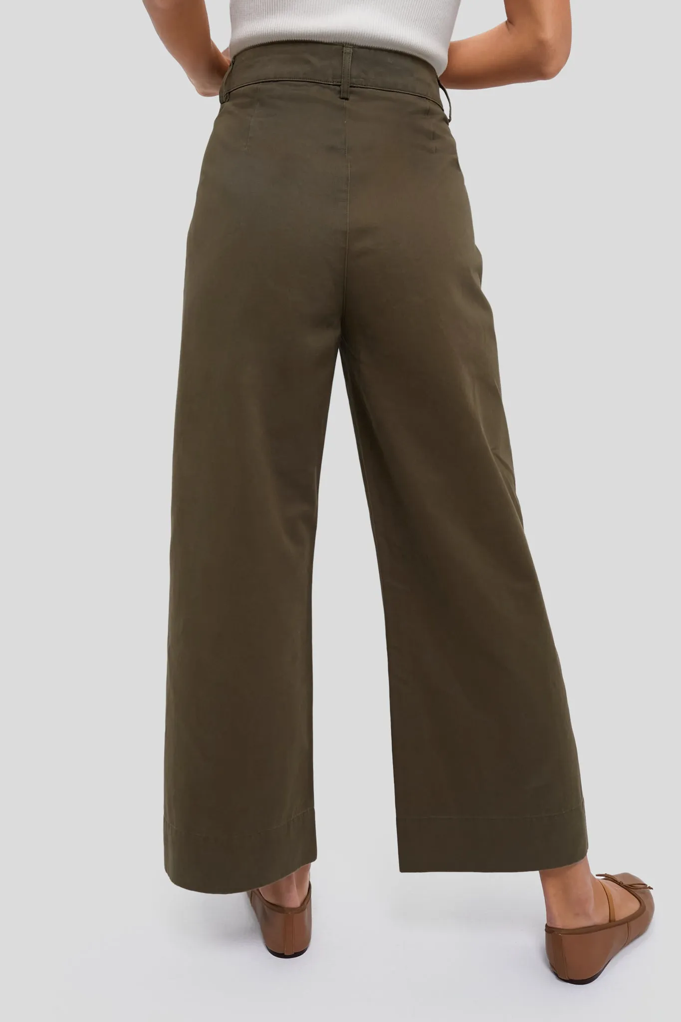 Army Green Wide Leg Chino Davis Pant sold by Tuckernuck product image thumbnail 4