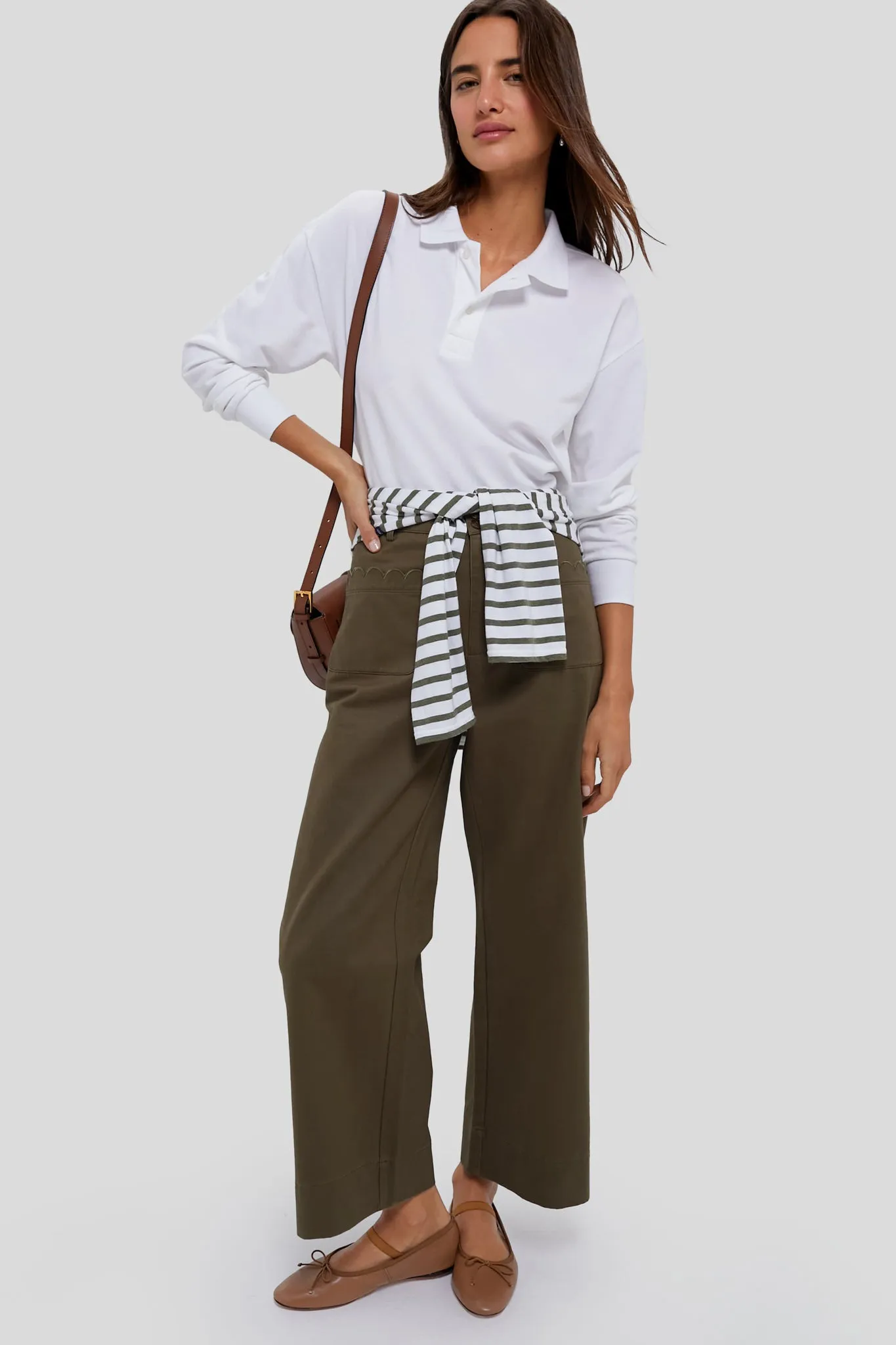 Army Green Wide Leg Chino Davis Pant sold by Tuckernuck product image thumbnail 2