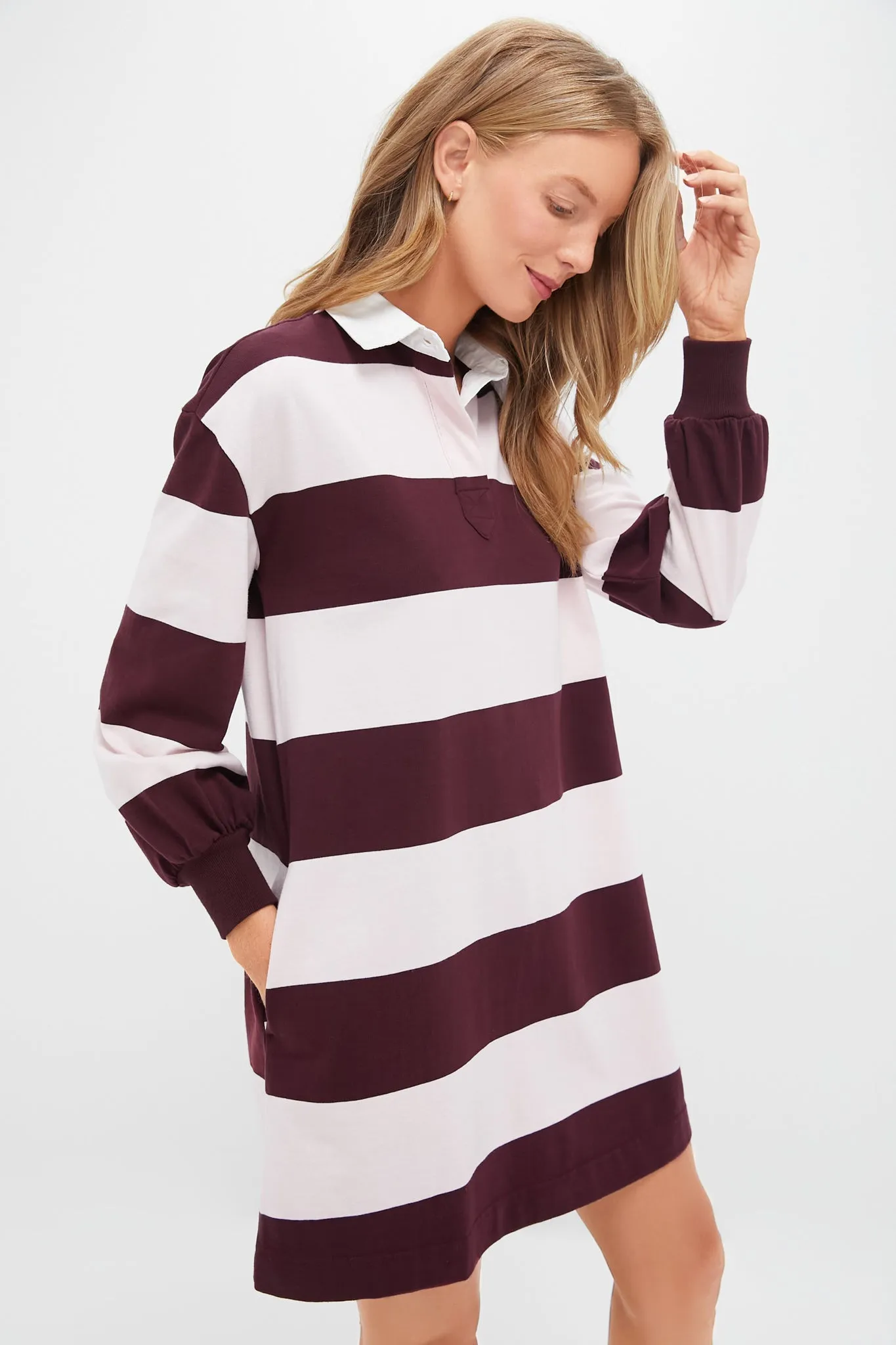 Pink and Winetasting Stripe Baker Rugby Dress sold by Tuckernuck product image thumbnail 3
