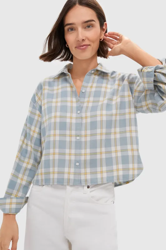 Blue Plaid Cropped Jasper Button Down sold by Tuckernuck