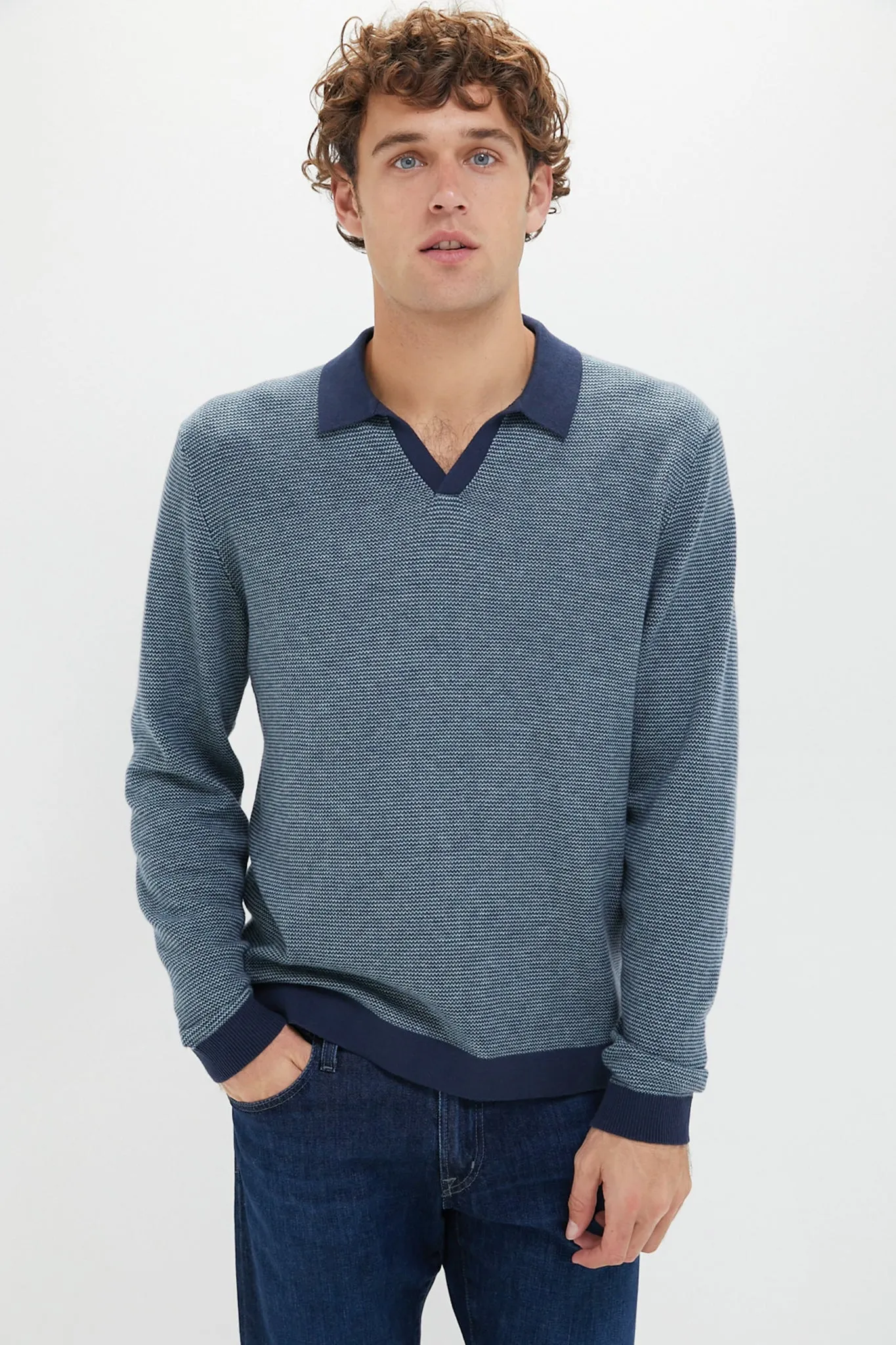 Navy Topaz Liam Sweater Polo sold by Tuckernuck