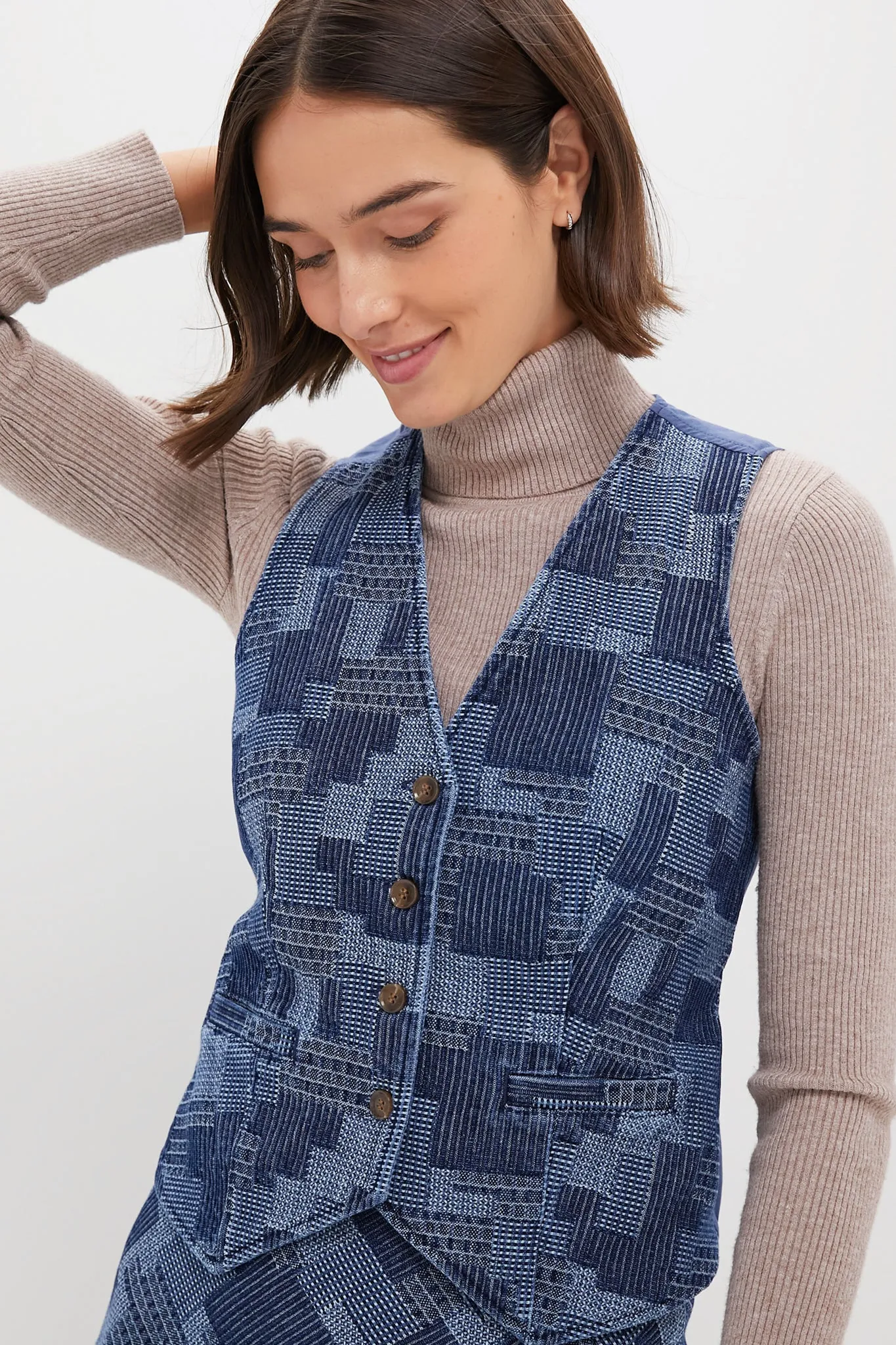 Denim Patchwork Cecil Vest sold by Tuckernuck