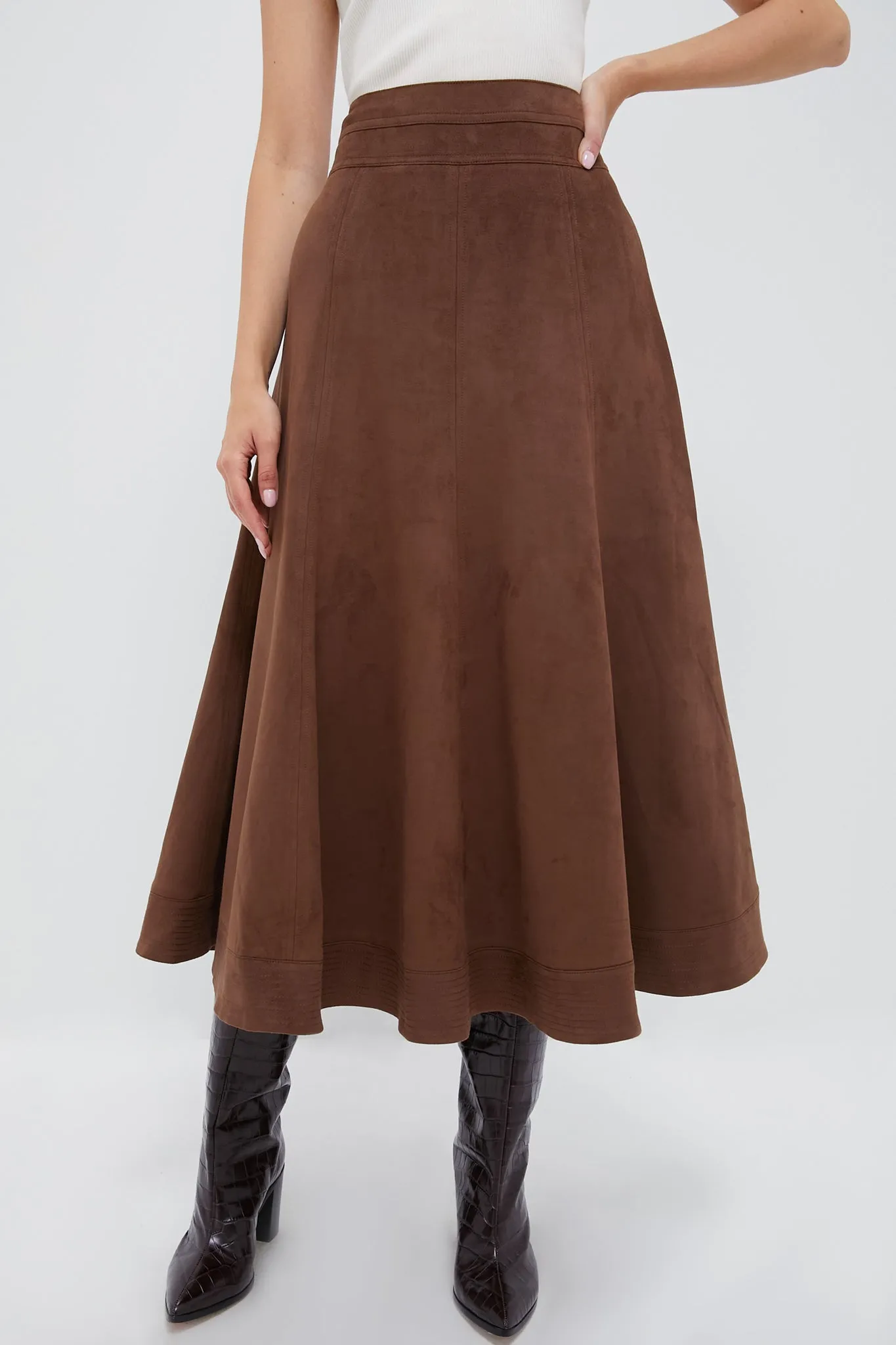 Chocolate Suede Brynn Skirt sold by Tuckernuck
