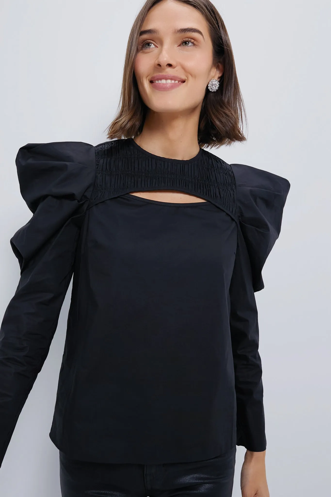 Black Keyhole Beckett Blouse sold by Tuckernuck