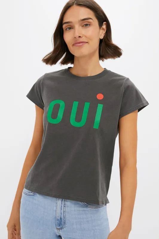 Faded Black Oui Classic Tee made by Clare Vivier