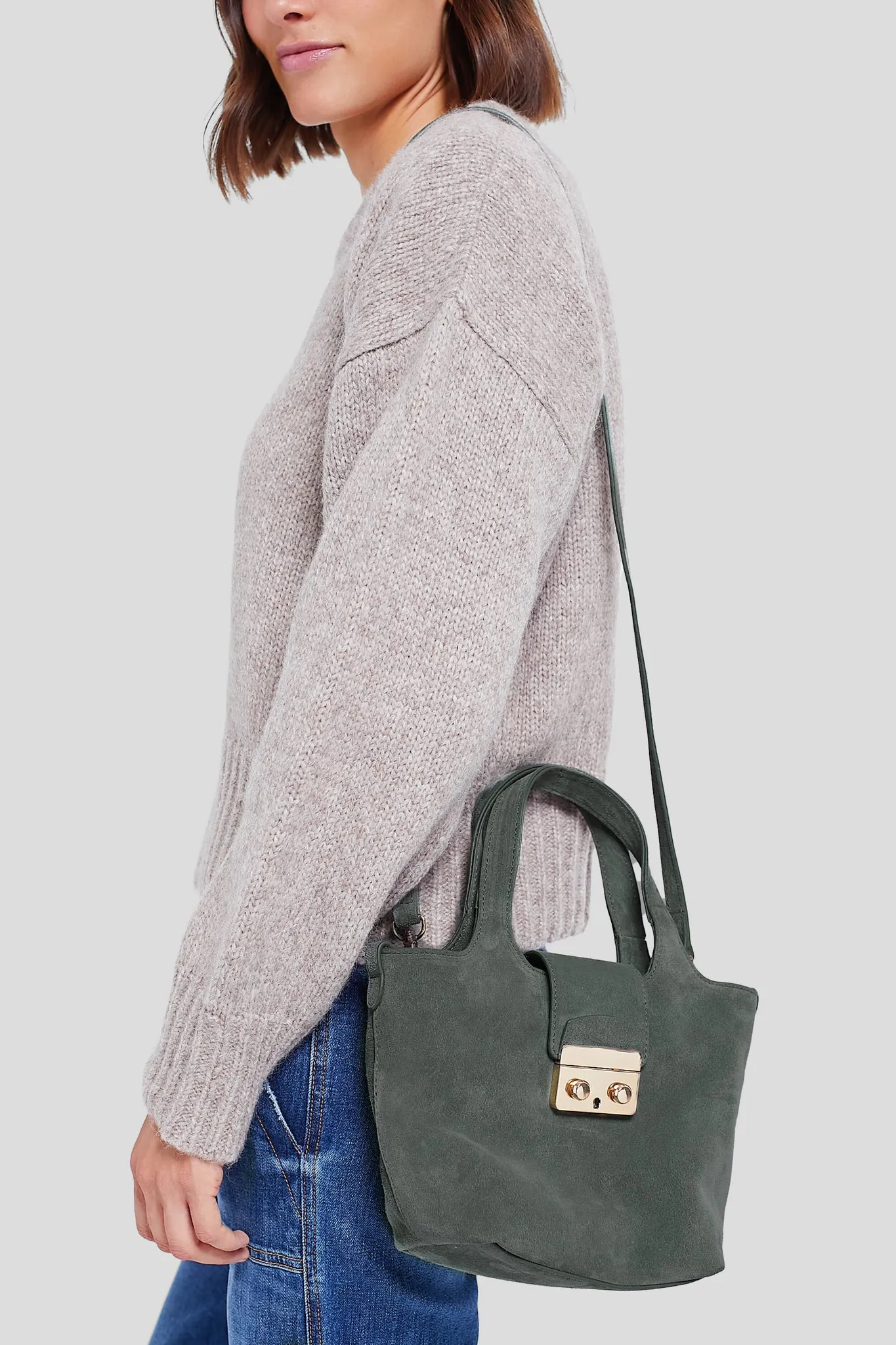 Green Suede Mini Market Tote sold by Tuckernuck product image thumbnail 3