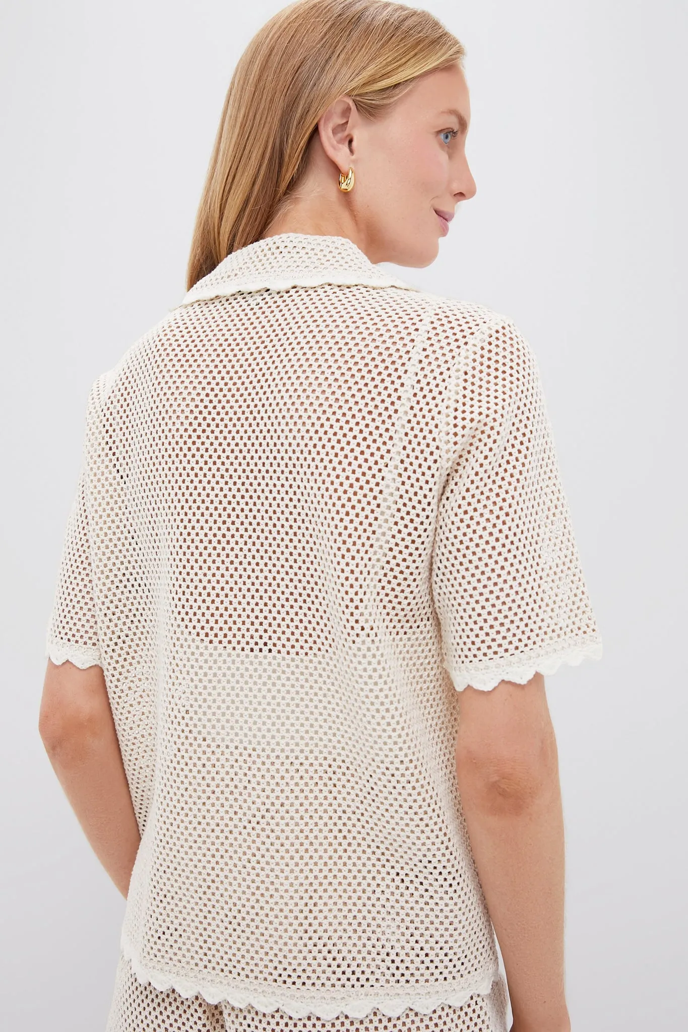Tan Sally Crochet Short Sleeve Shirt sold by Tuckernuck product image thumbnail 4