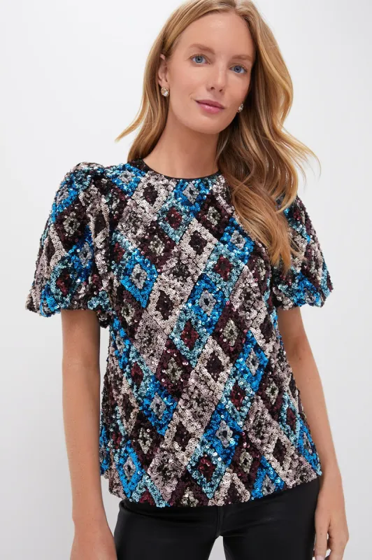 Multi Sequin Jada Blouse sold by Tuckernuck