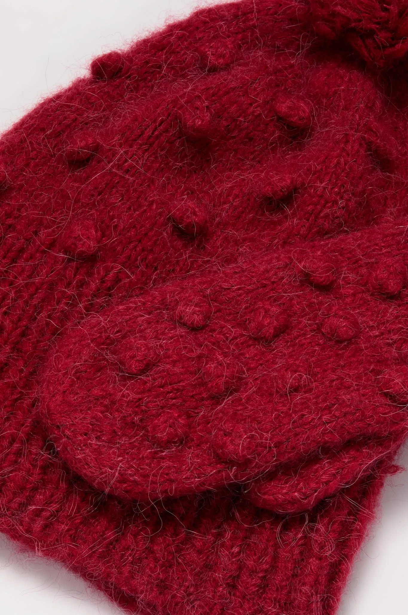 Red Pom Pom Hat and Mittens Set sold by Tuckernuck product image thumbnail 3