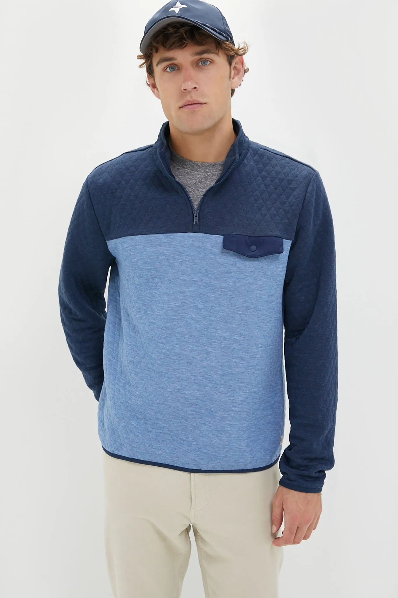 Navy Mid Blue Colorblock Corbet Pullover sold by Tuckernuck