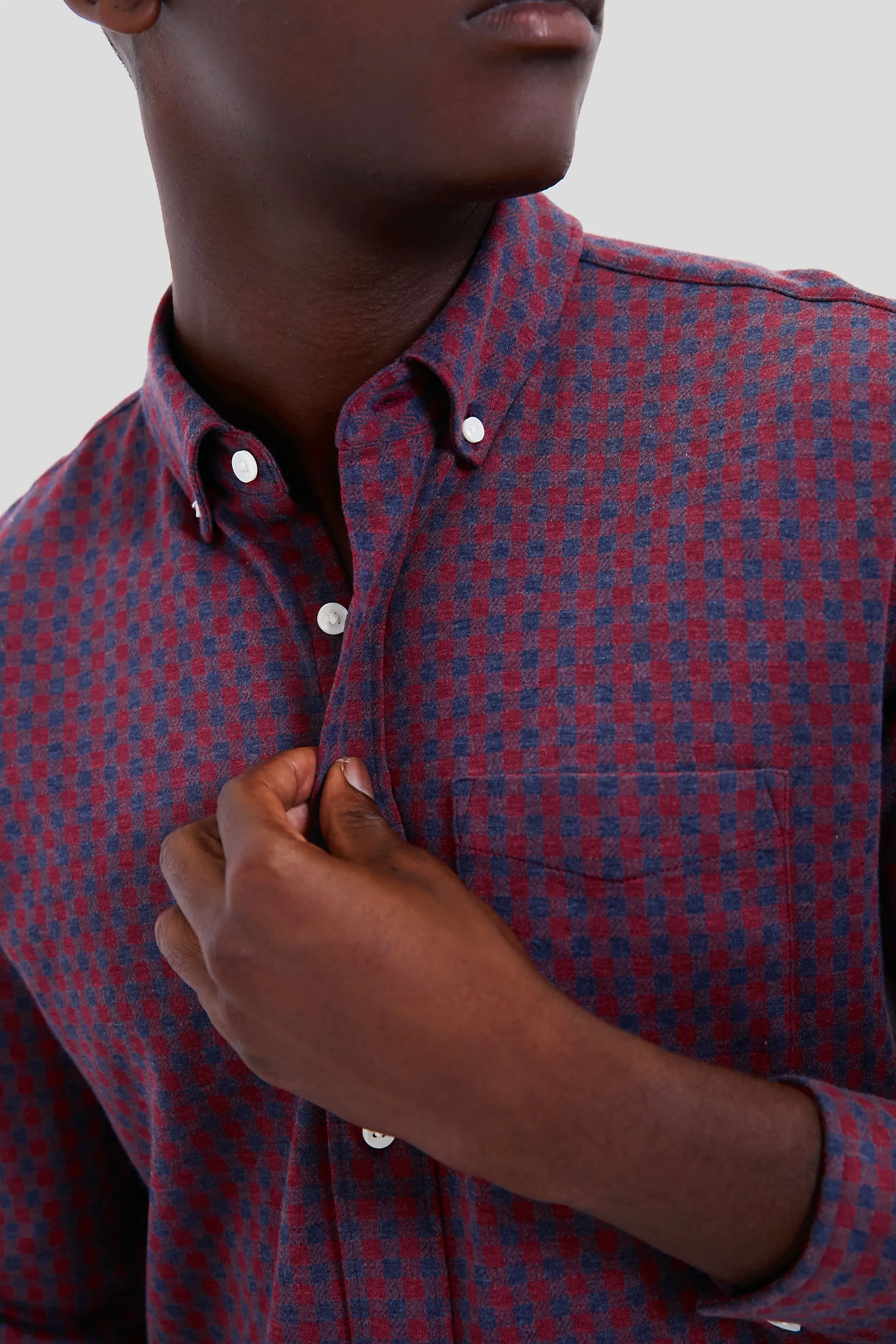 Navy Red Gingham Coastline Knit Shirt sold by Tuckernuck product image thumbnail 5