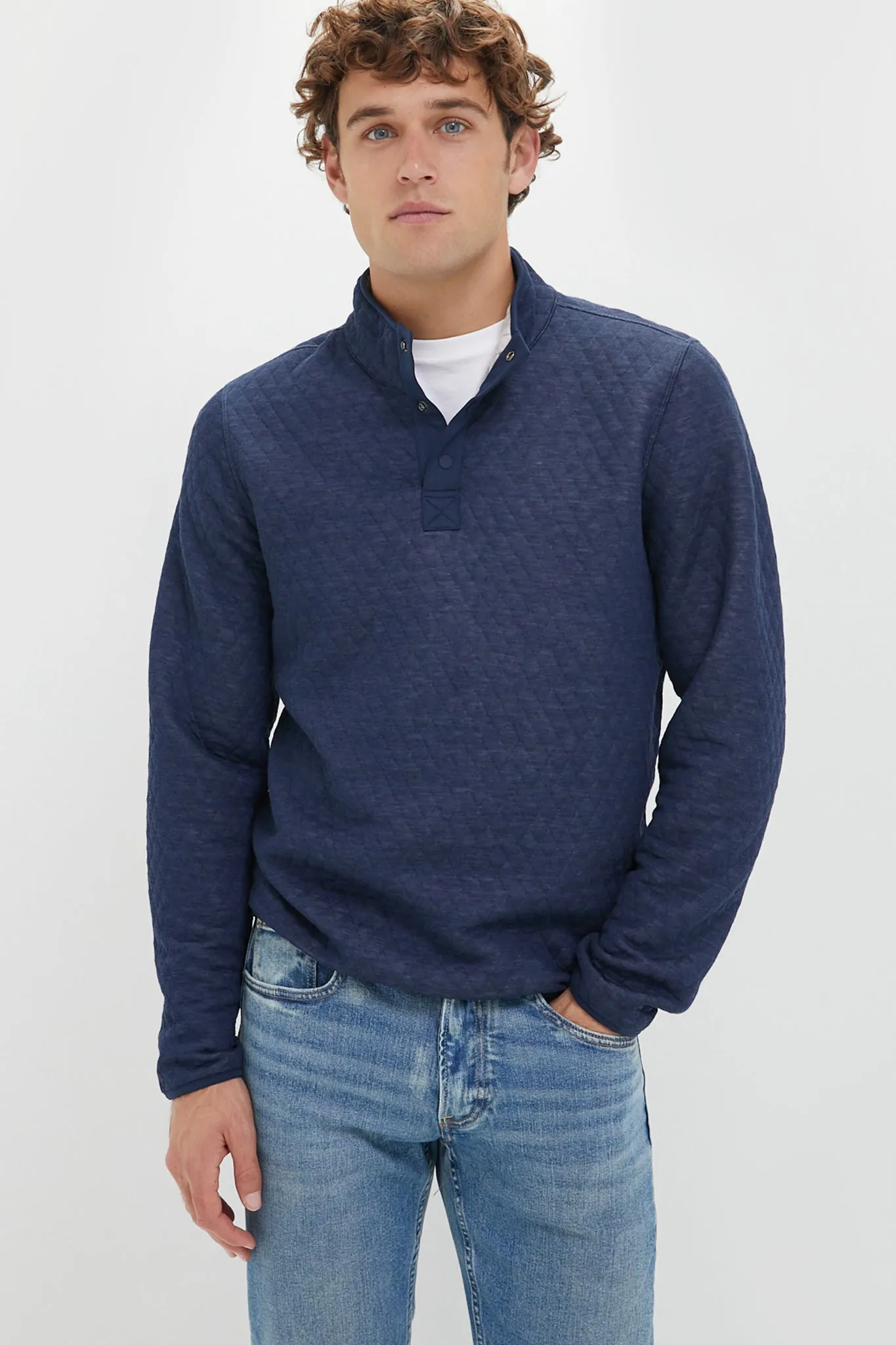Navy Oat Corbet Reversible Pullover sold by Tuckernuck