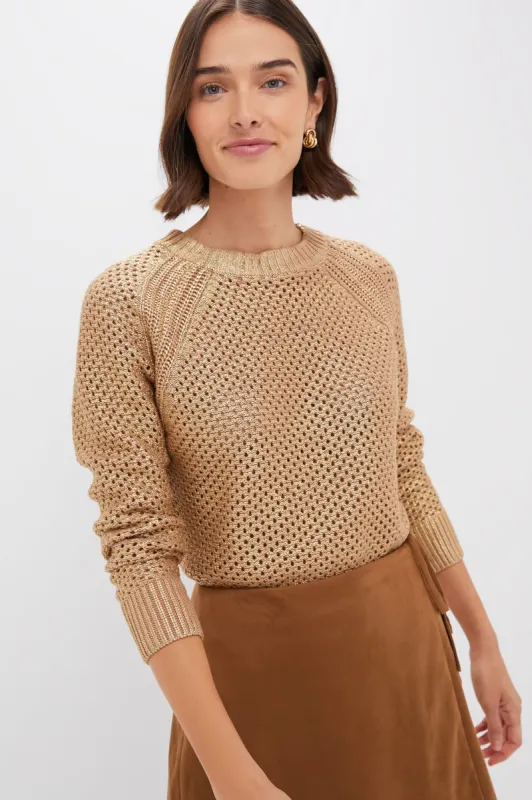 Gold Crochet Lance Crewneck Sweater sold by Tuckernuck