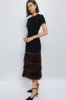 Black & Bronze Metallic Fringe Francie Short Sleeve Maxi Dress sold by Tuckernuck