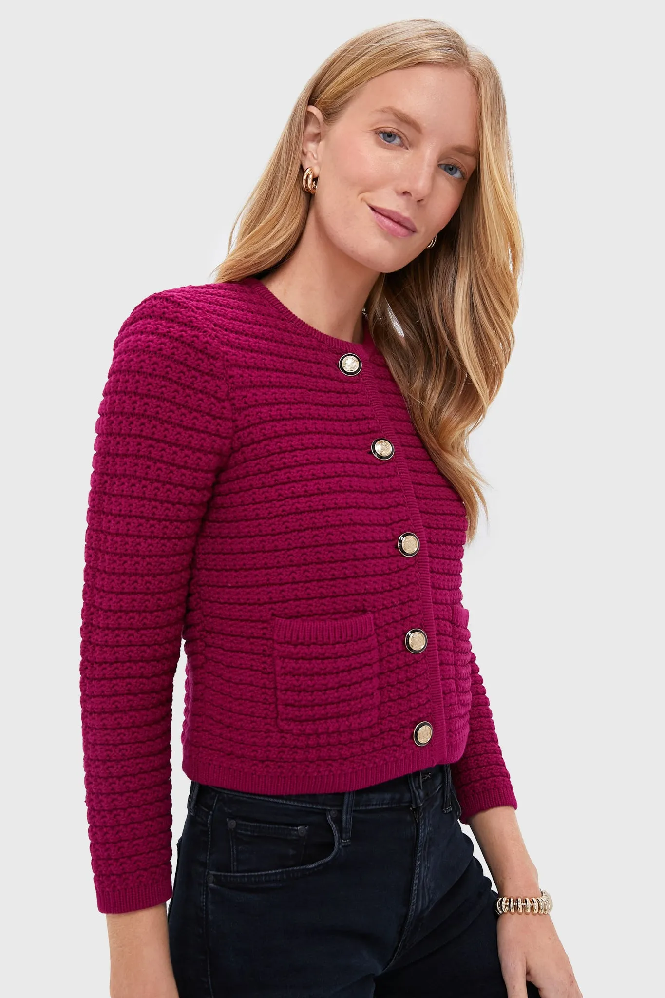 Fuchsia Gaspard Cardigan sold by Tuckernuck product image thumbnail 3