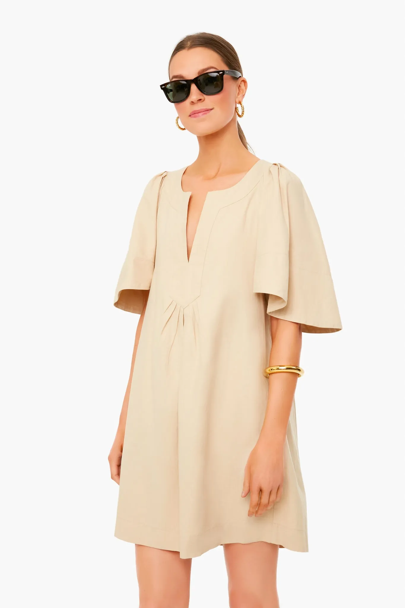 Khaki Finley Flutter Sleeve Dress sold by Tuckernuck product image thumbnail 5