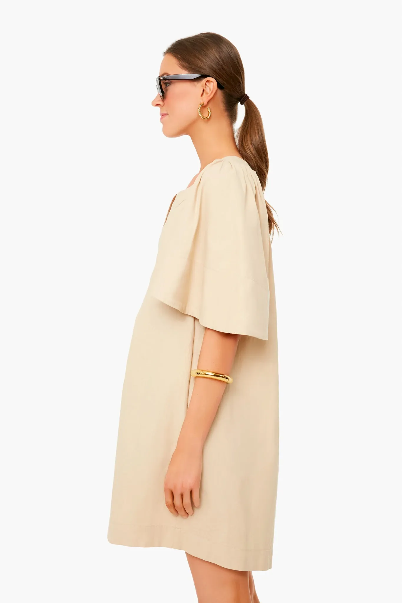 Khaki Finley Flutter Sleeve Dress sold by Tuckernuck product image thumbnail 3