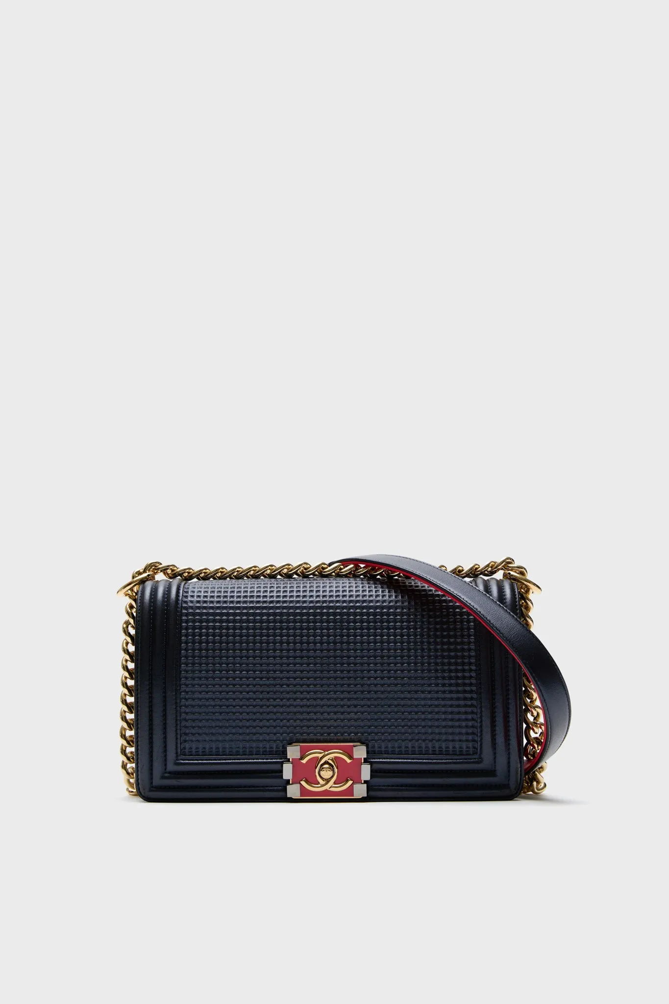 Chanel Boy Embossed Bicolor Shoulder Bag sold by Tuckernuck